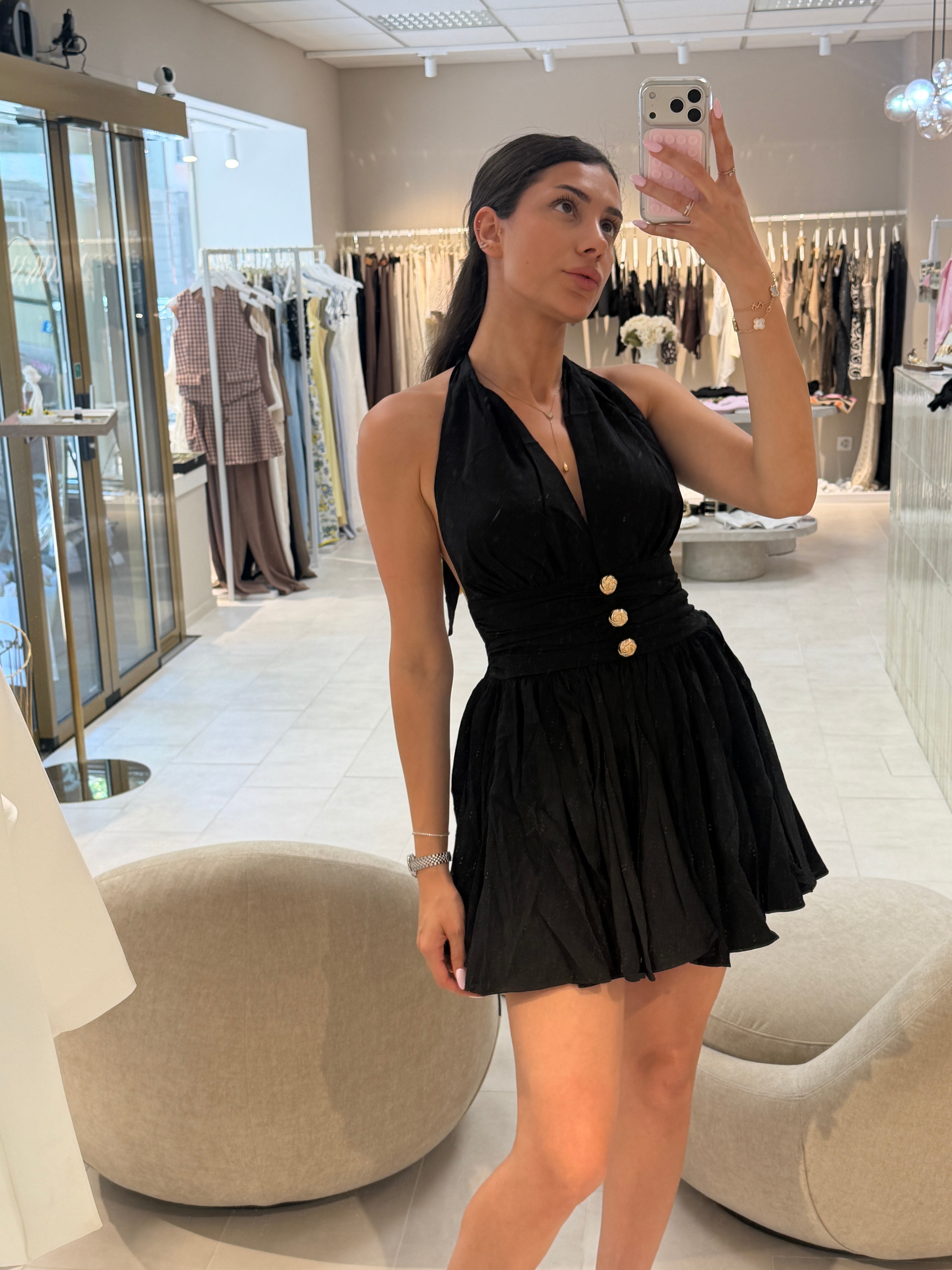 Rose Allure Mini Dress - Black-2