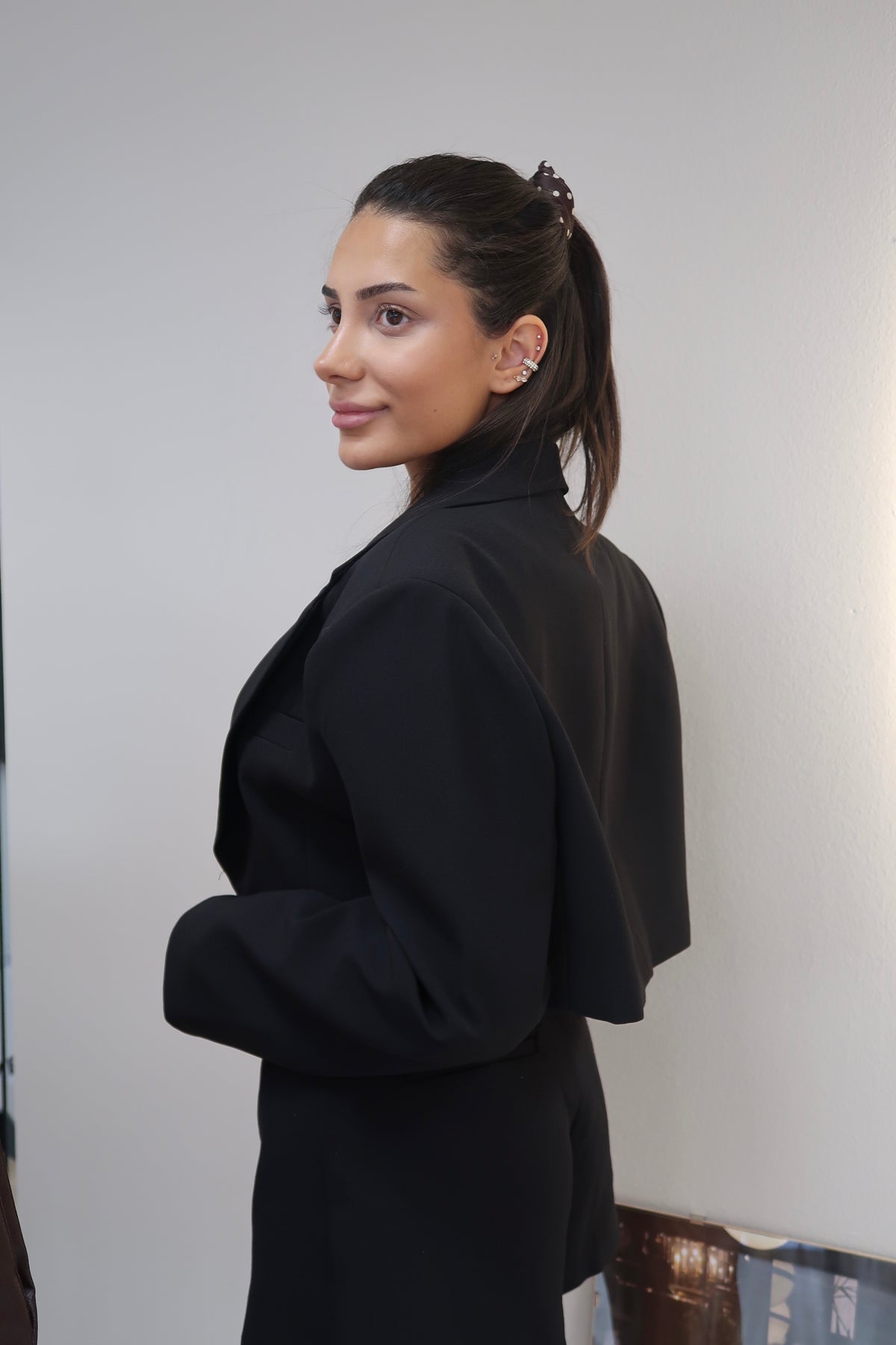 Cropped Blazer - Black-2