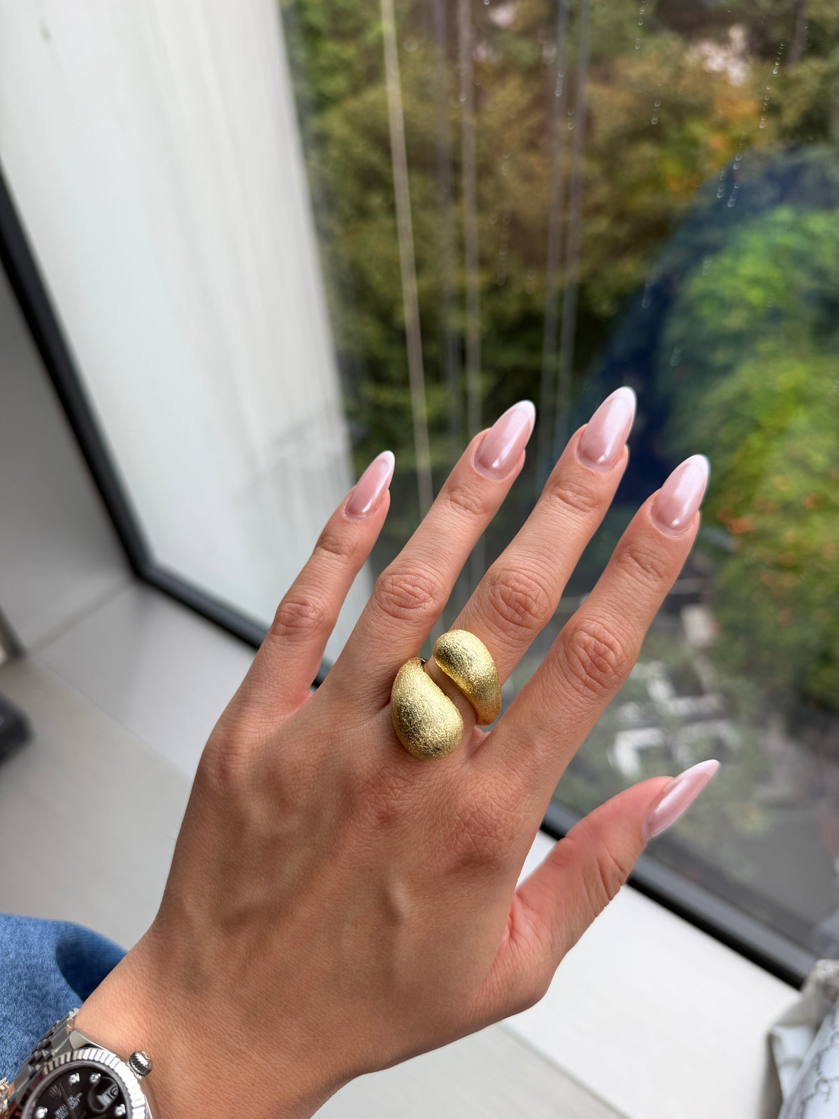 Textured Gold Open Ring-2