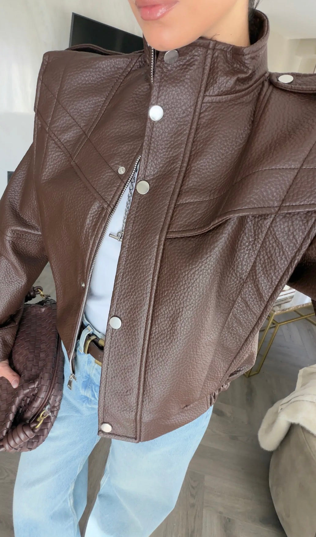 Candice Leather Jacket - Brown