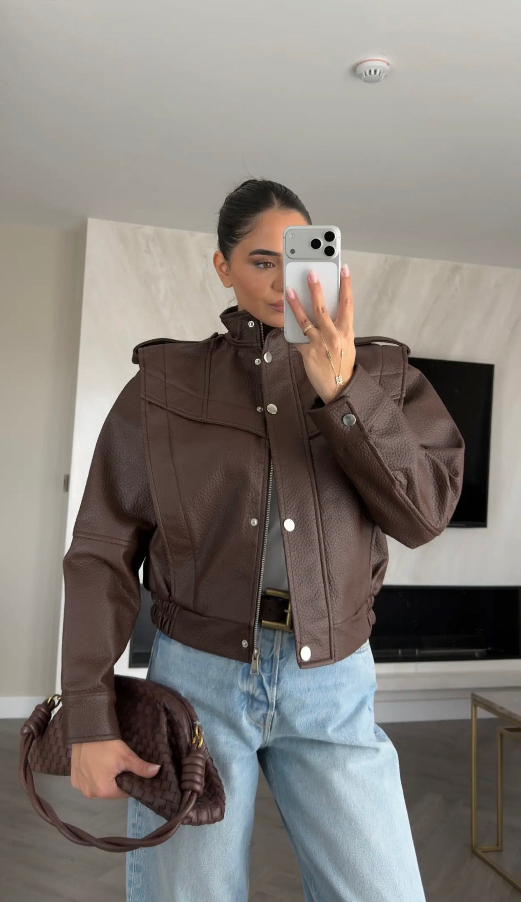 Candice Leather Jacket - Brown