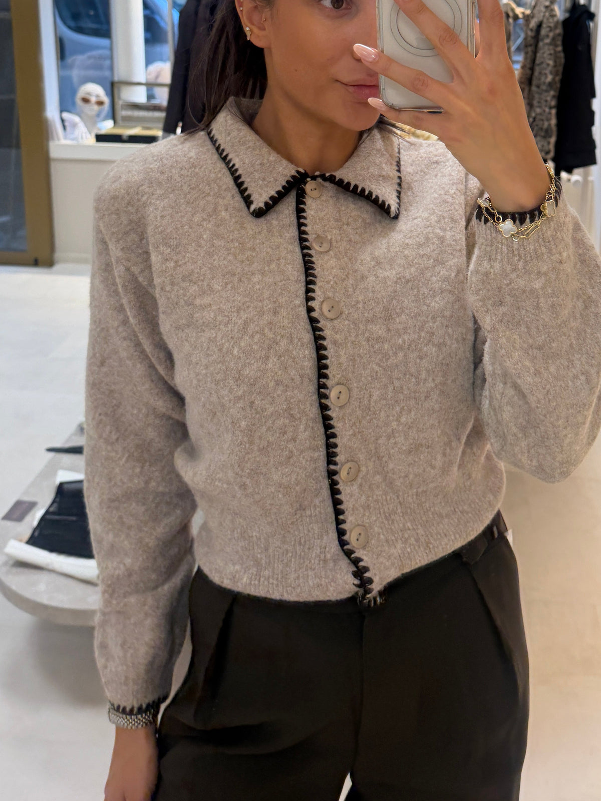 Cardigan - Camel Brown with Buttons-1