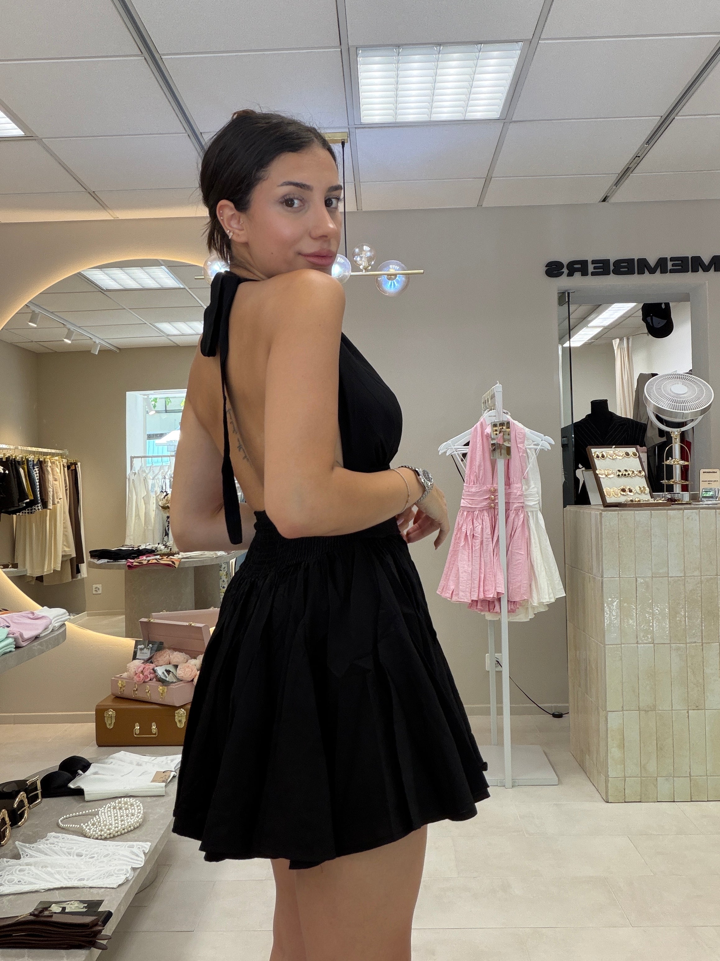 Rose Allure Mini Dress - Black-3