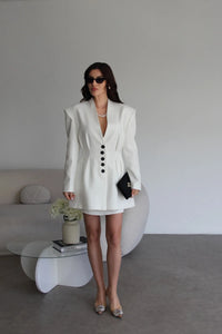 COLETTE CLASSY BLAZER-SET in Weiss