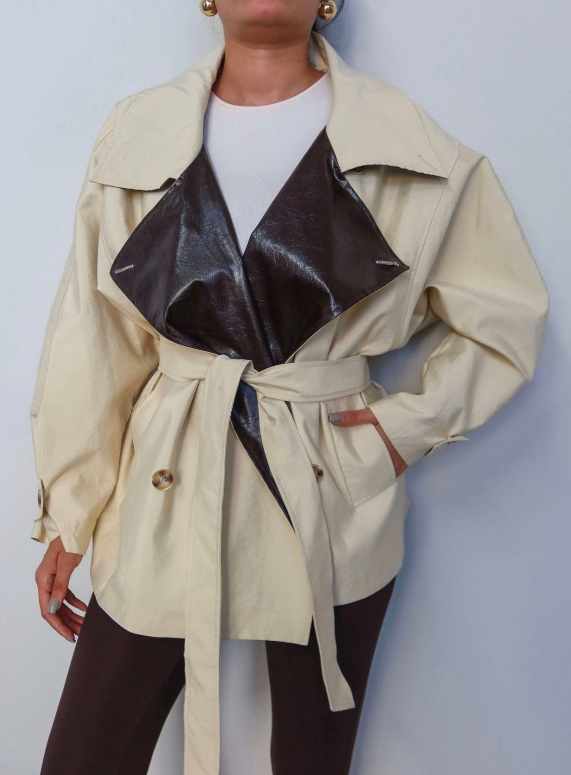 Fairuz Short Trench Coat – Cream-1