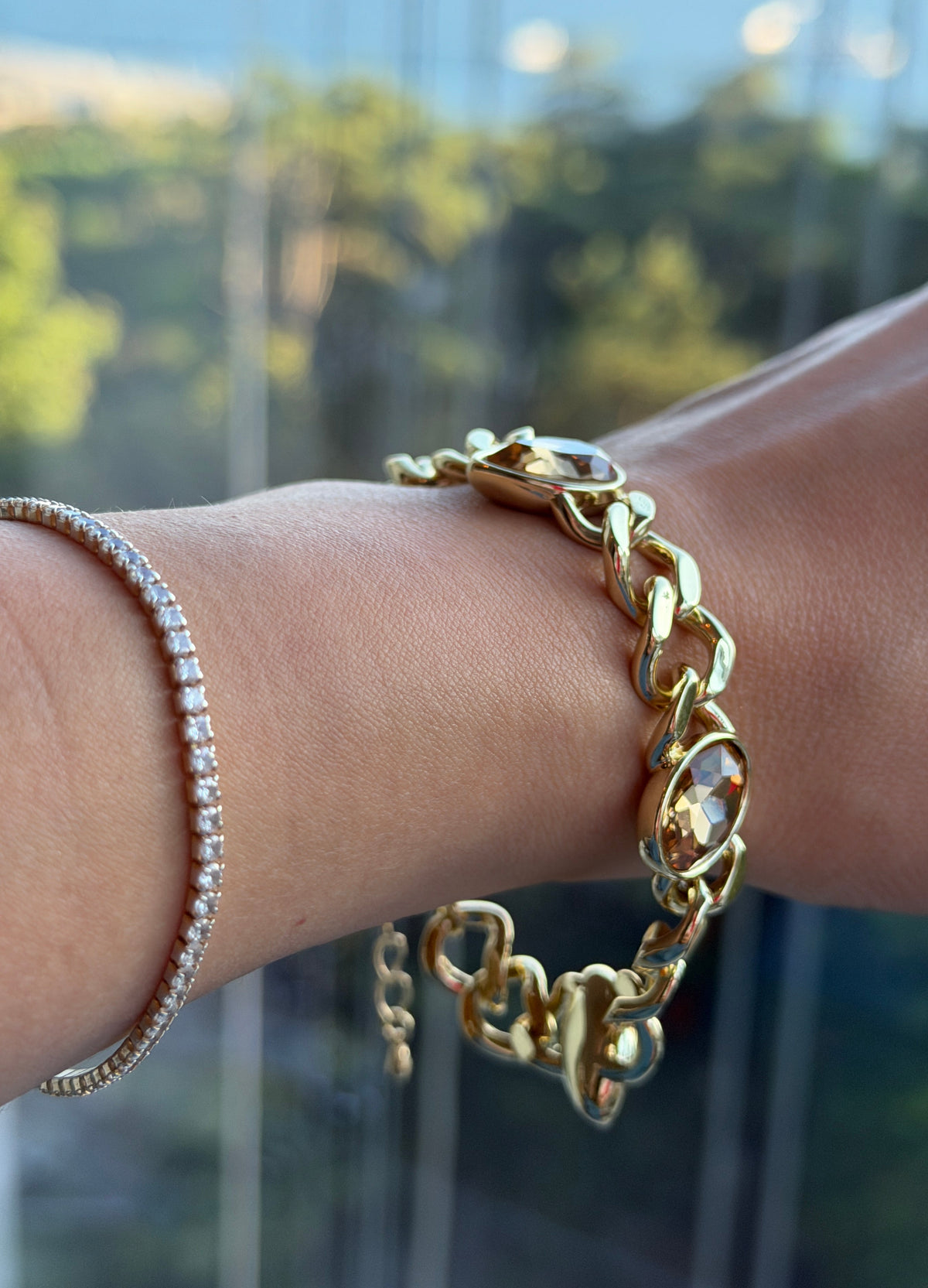 SW Gold Bracelet - 4 Stones Bronze-3