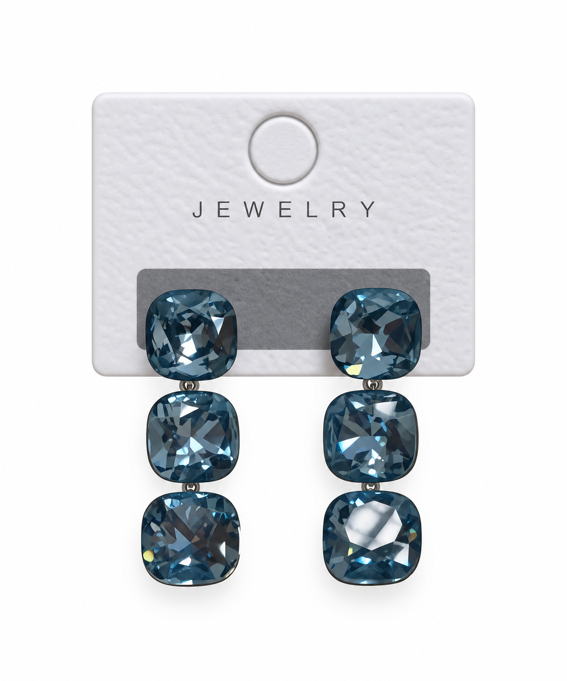 Triple Cushion-Cut Earring - Marine Blue-1