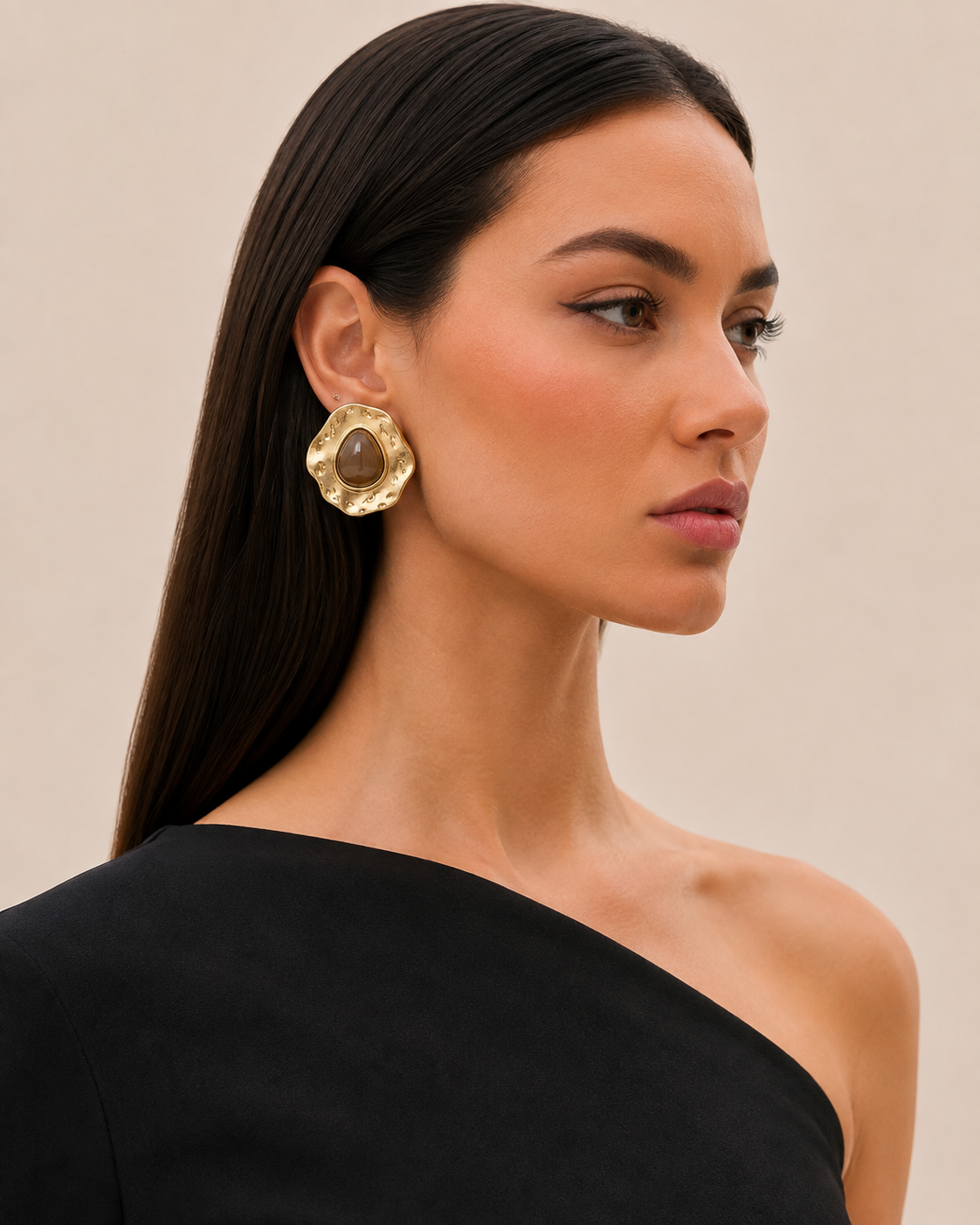 Amara Statement Earrings - Khaki-1