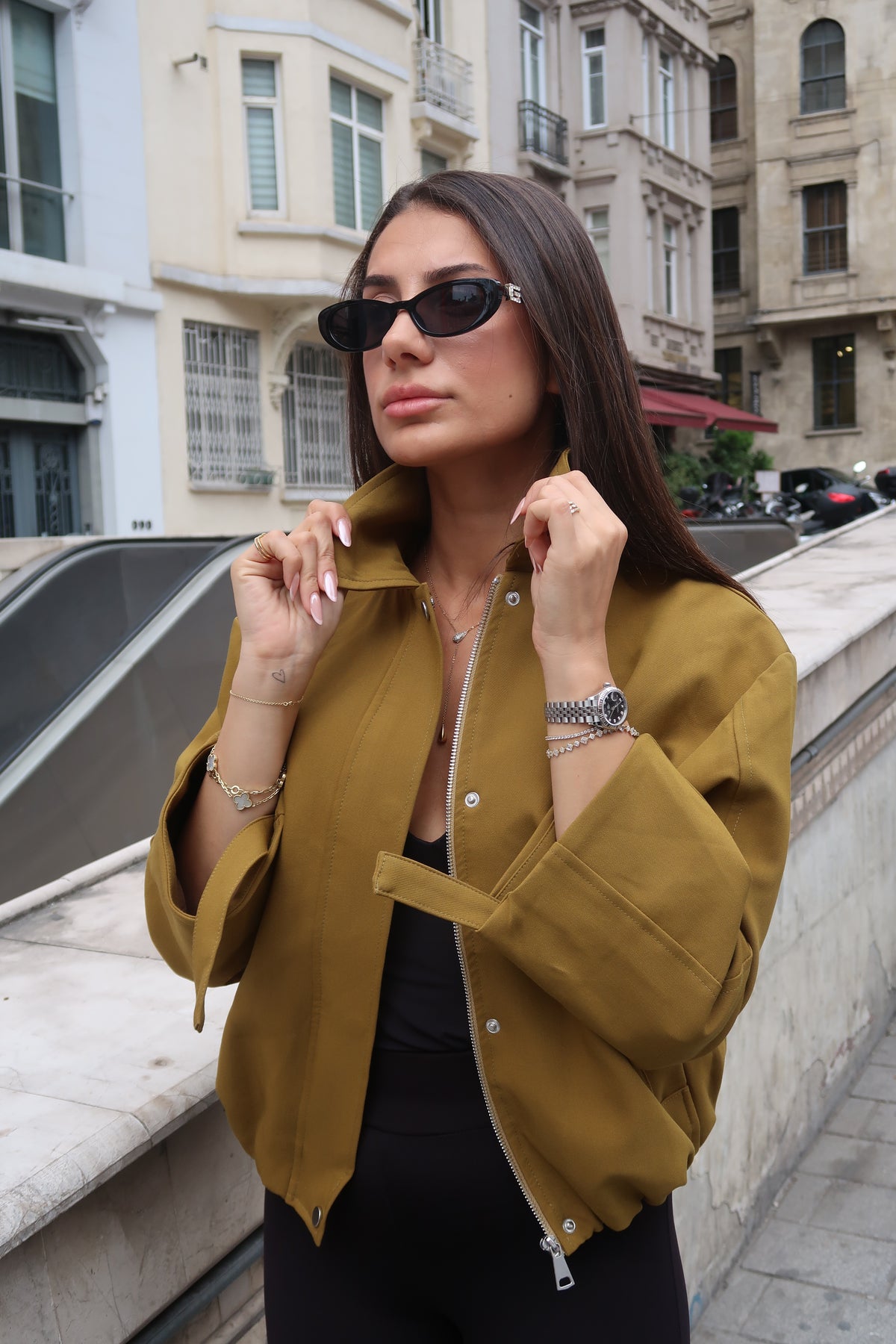 Georgina Bomber Jacket – Mustard-4