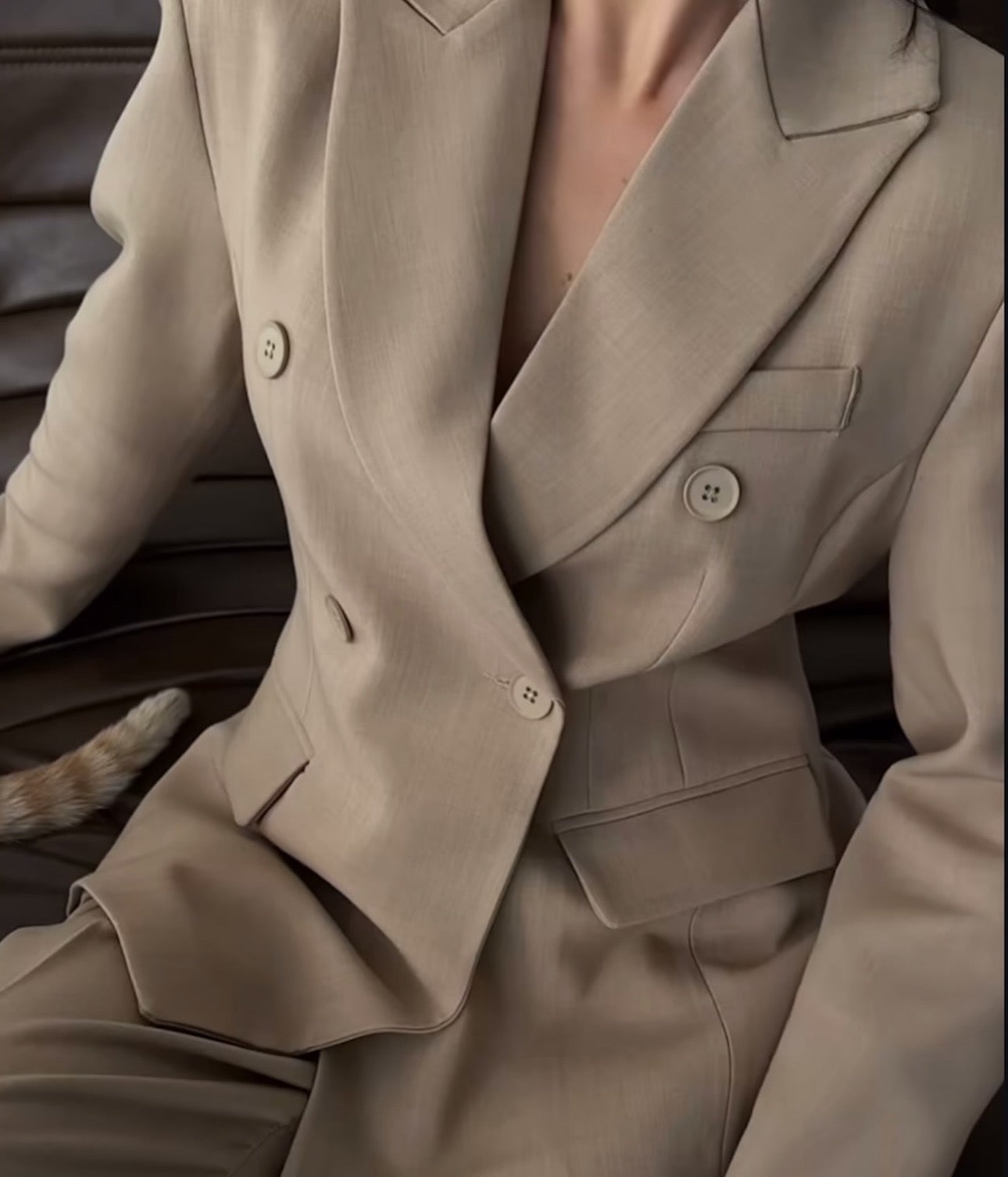 MILENA DOUBLE-BREASTED SUIT in Camel