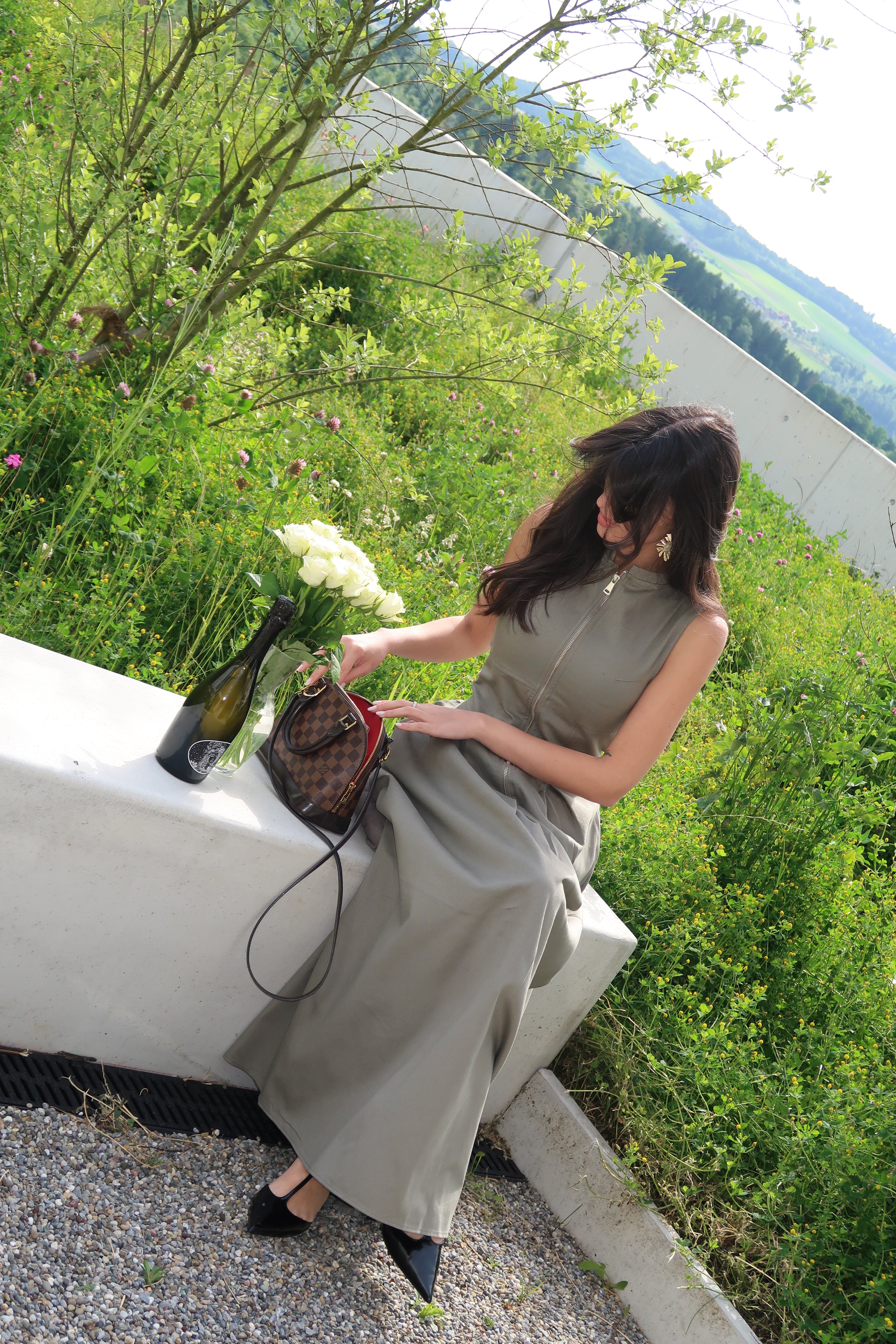 Long Zipper Dress Khaki - Noemi