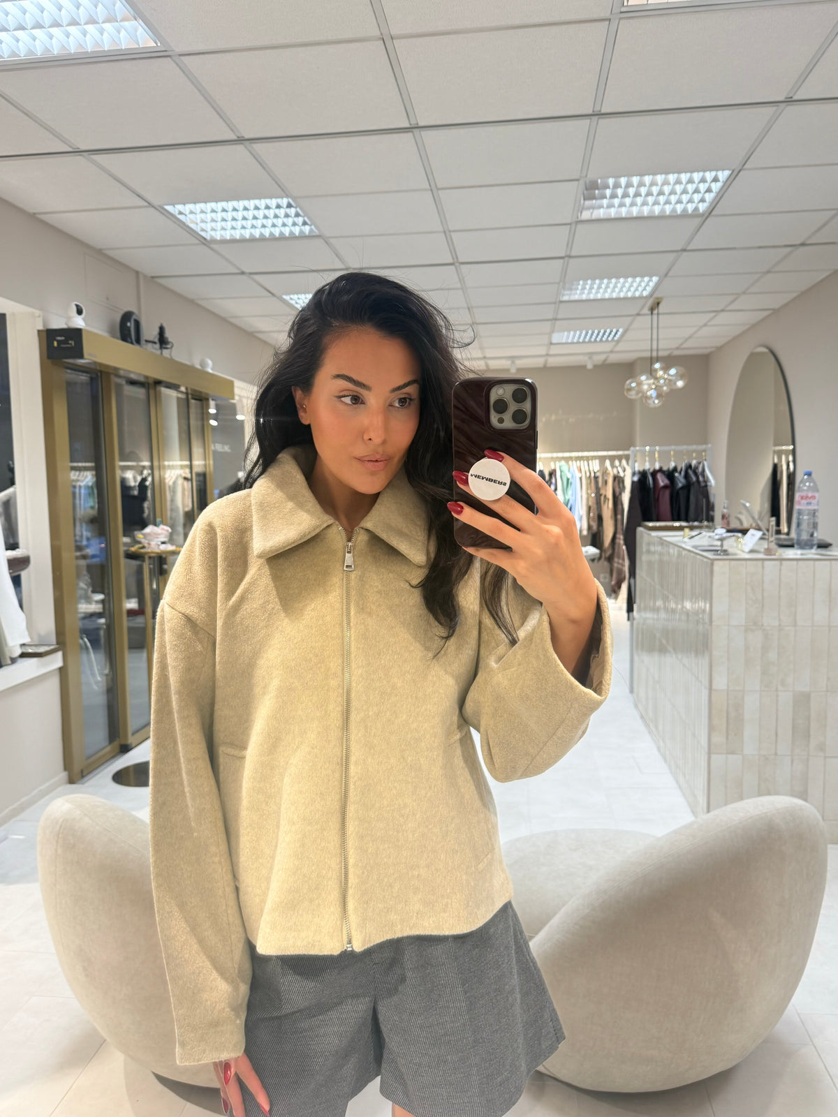 Charlotte Fluffy Jacket – Oatmeal-1
