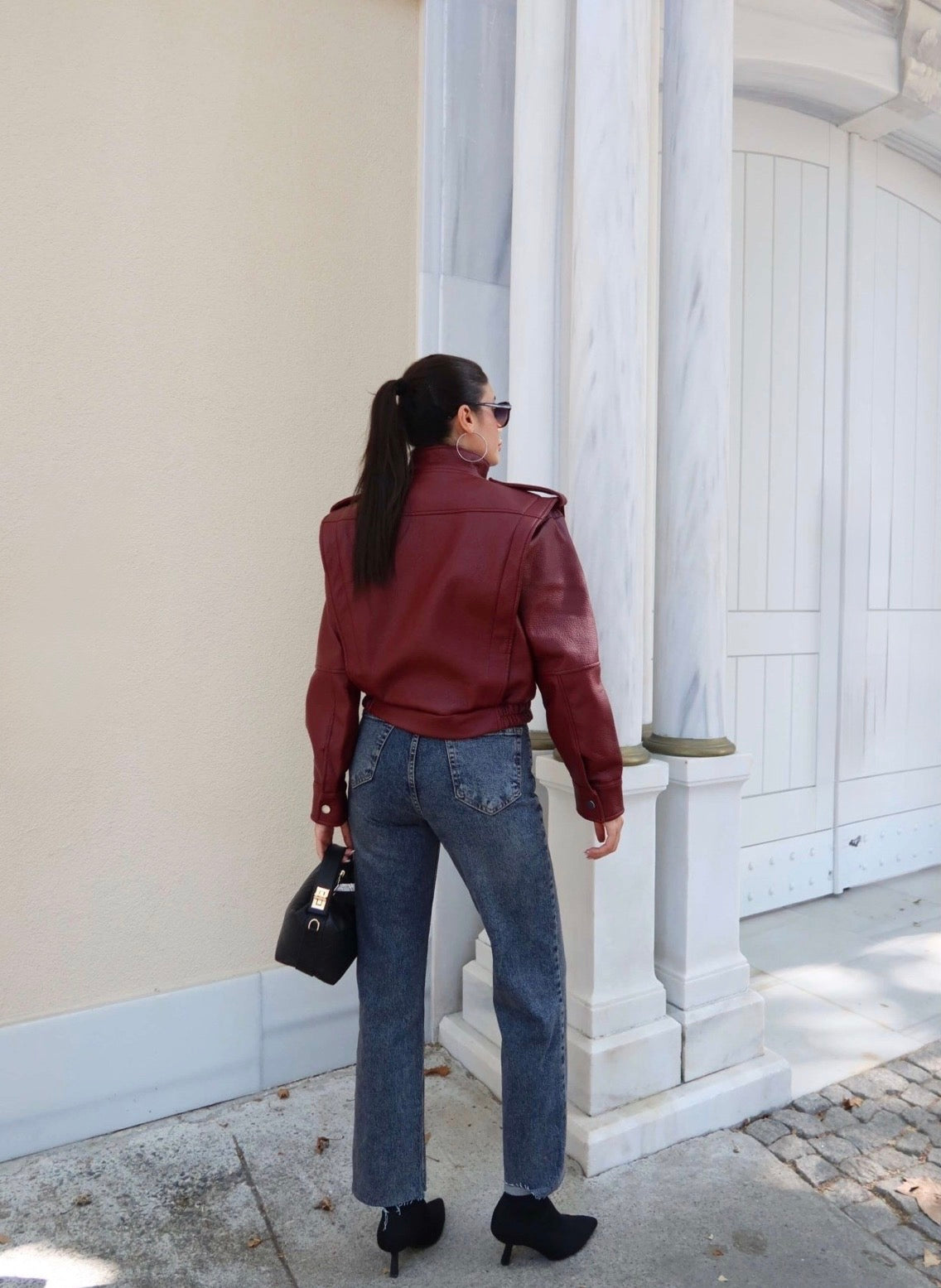 Candice Leather Jacket - Burgundy-2