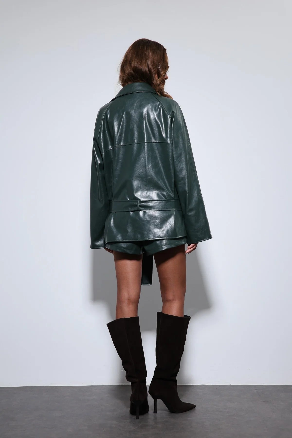 Alma Belted Jacket - Green-5
