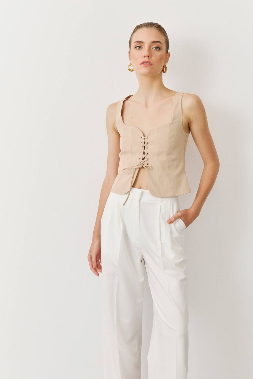 Merveille Lace-Up Corset – Beige