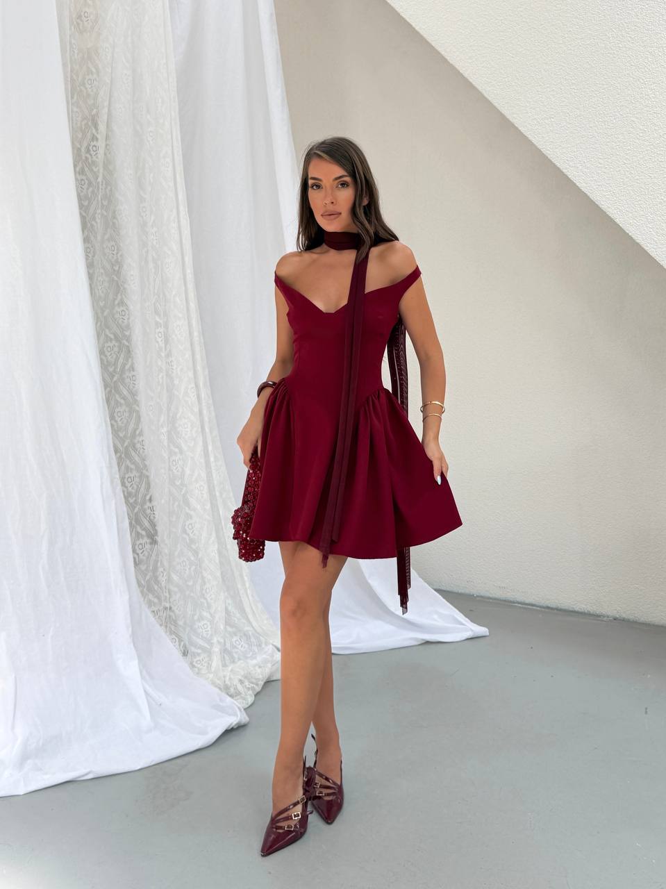 Wine Midi Dress-1