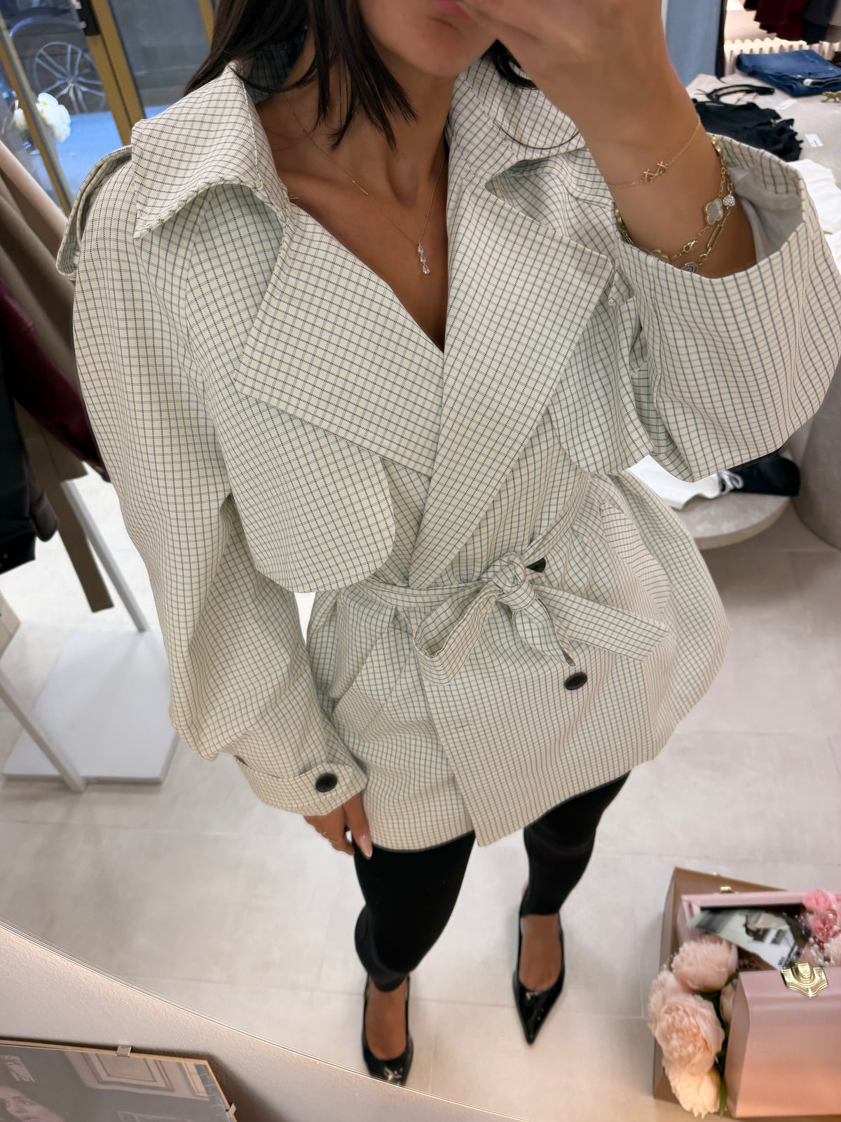 Katerina Trench - Ivory Check-4
