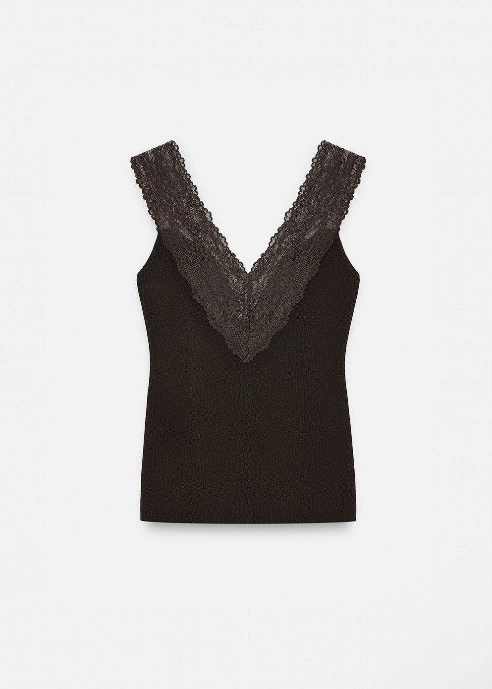 Lace Detail Tank Top -  Brown-5