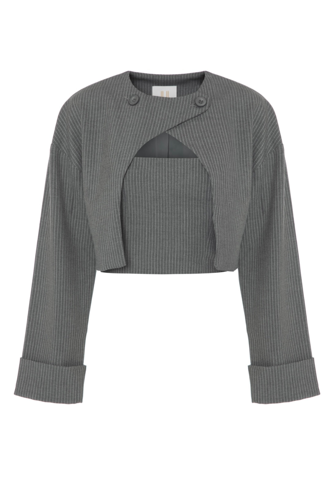 Manuela Grey Set – Blazer & Crop Top
