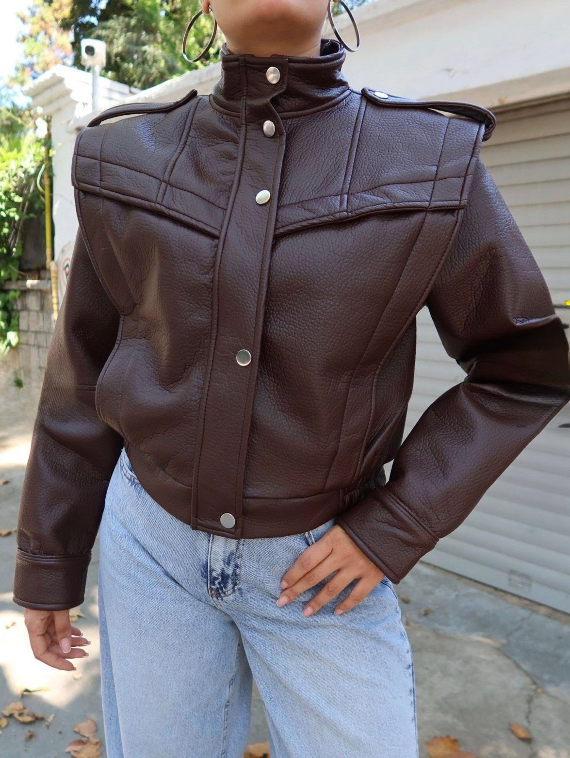 Candice Leather Jacket - Brown-1