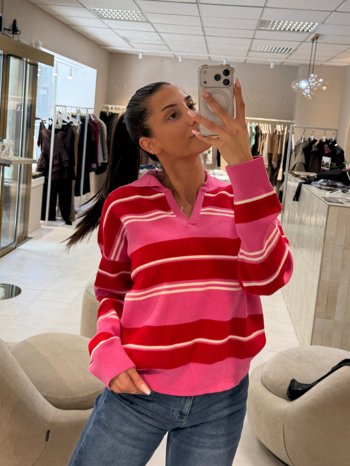 Strawberry Kiss Polo Sweater – Pink/Red-3