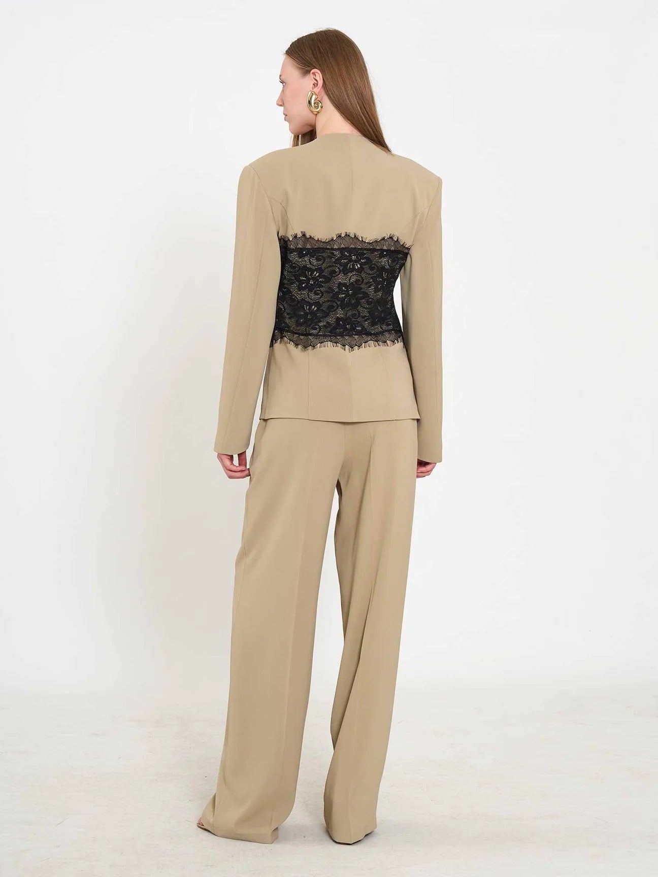 Lace Corset Blazer - Khaki