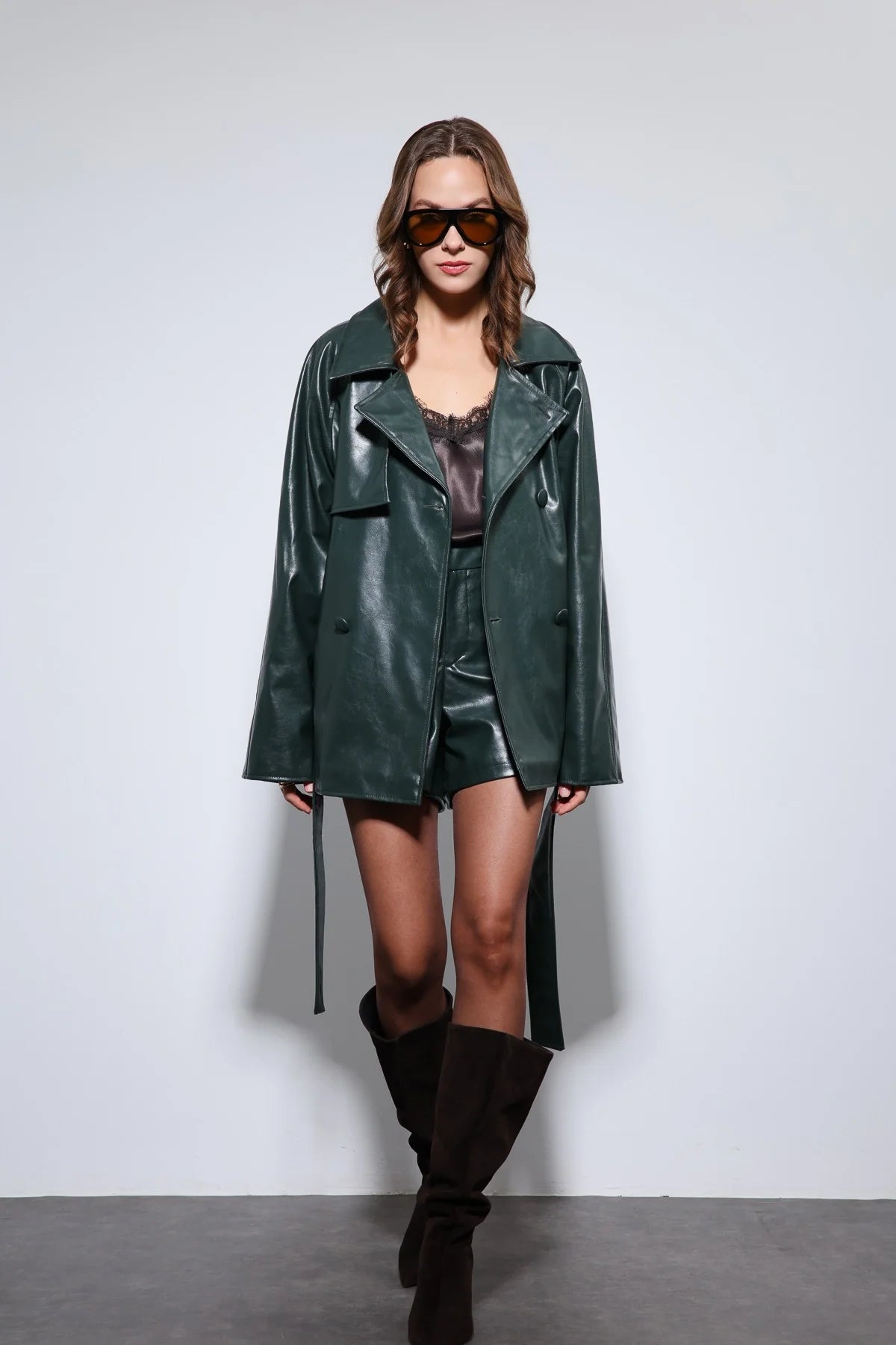 Alma Belted Jacket - Green-4