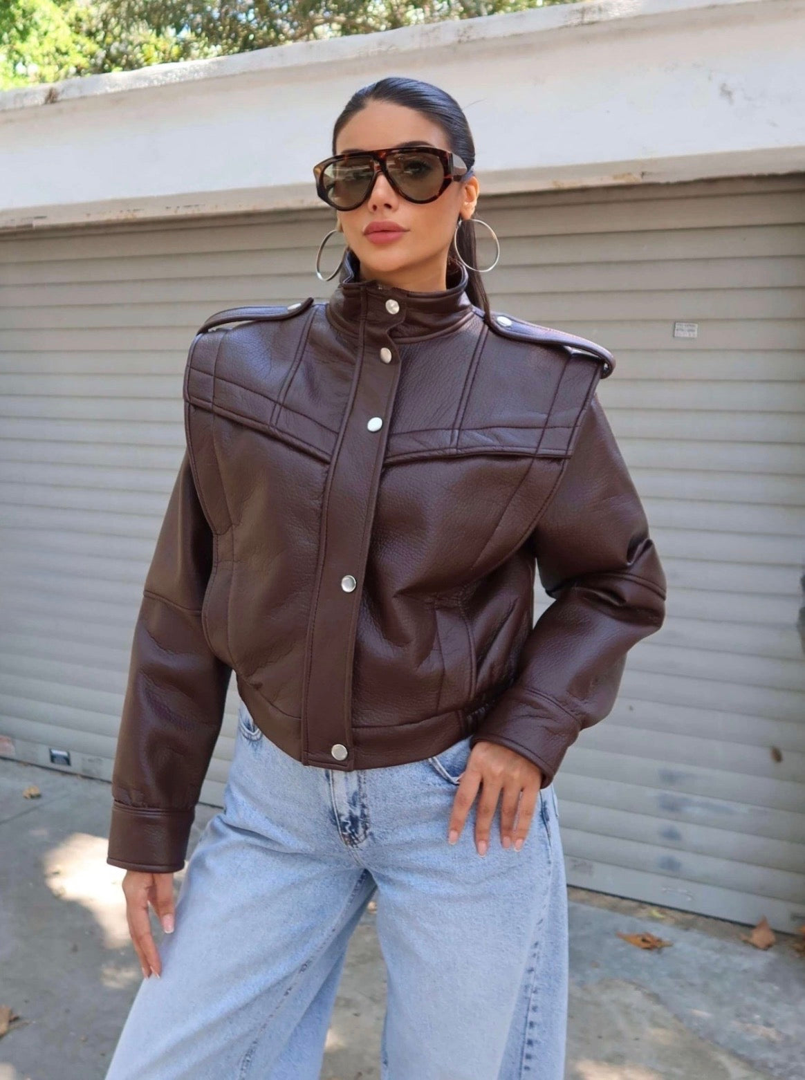 Candice Leather Jacket - Brown-3