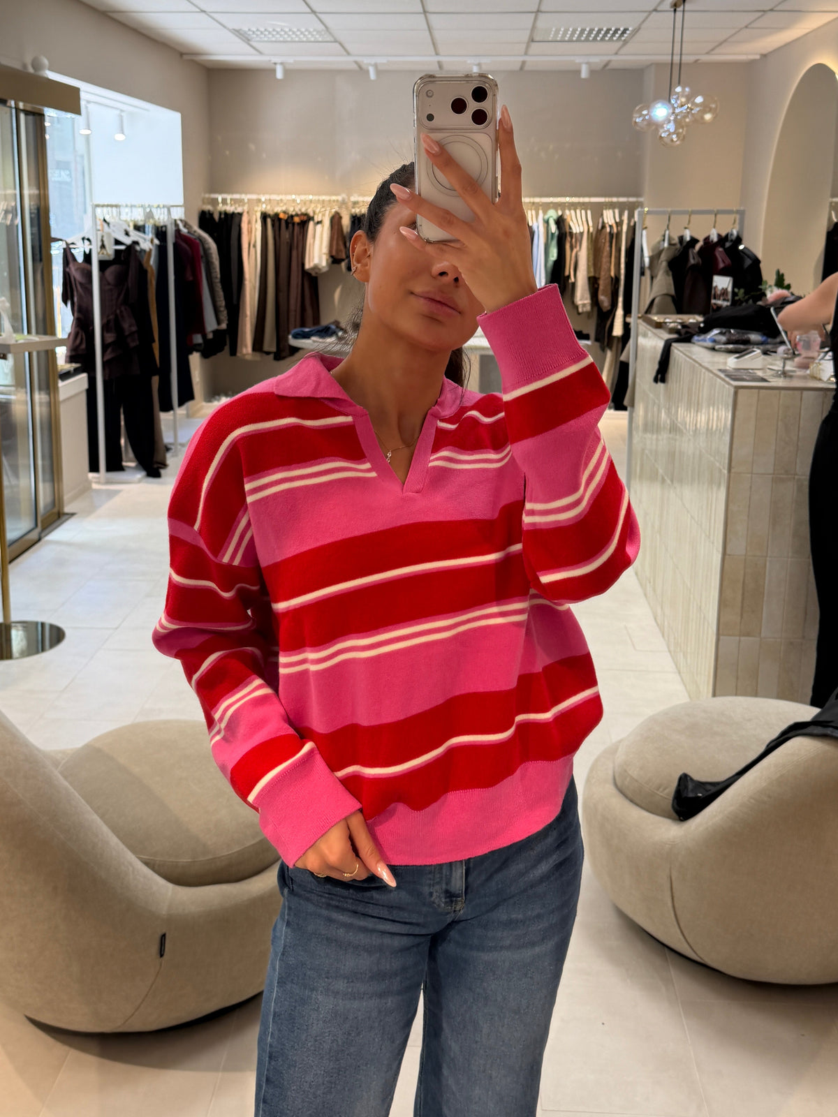 Strawberry Kiss Polo Sweater – Pink/Red-4