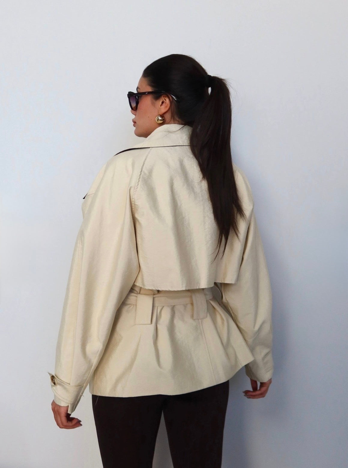 Fairuz Short Trench Coat – Cream-2