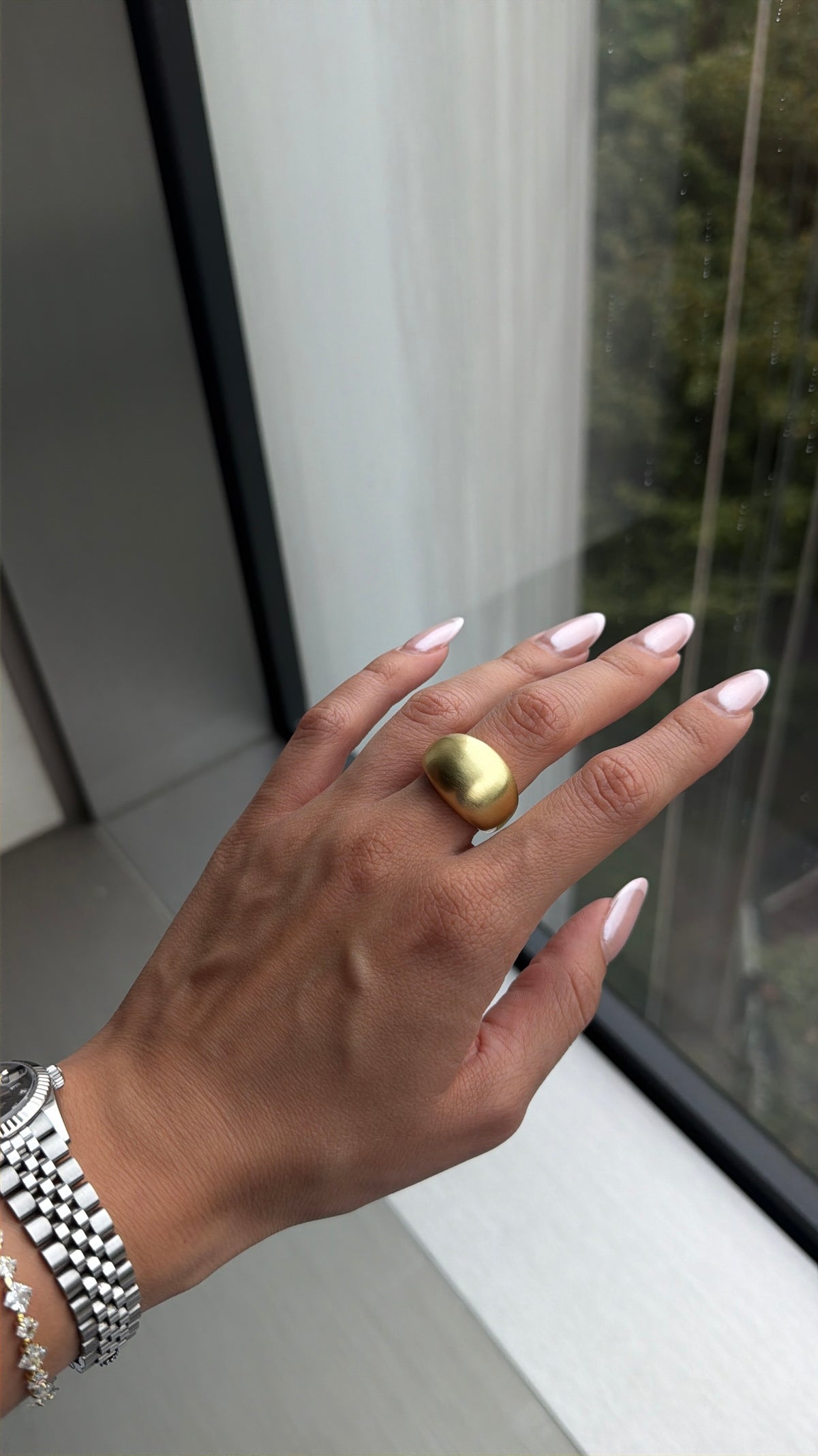 Matte Gold Dome Statement Ring-2