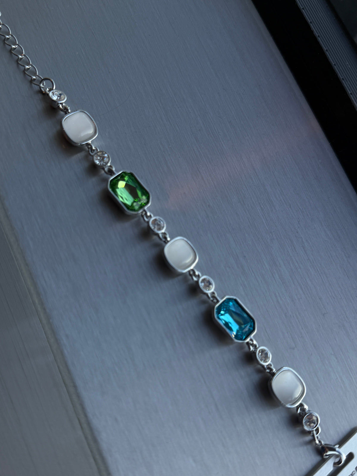SW Silver Bracelet - Emerald Blue / Green-3