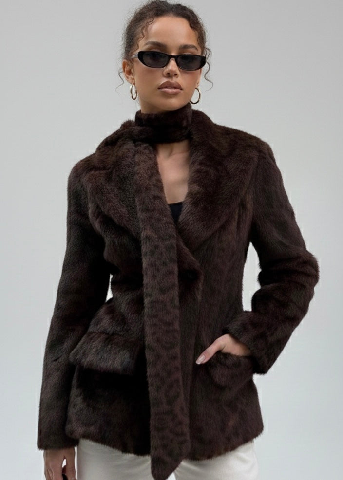 Leopard Luxe Jacket with Matching Scarf