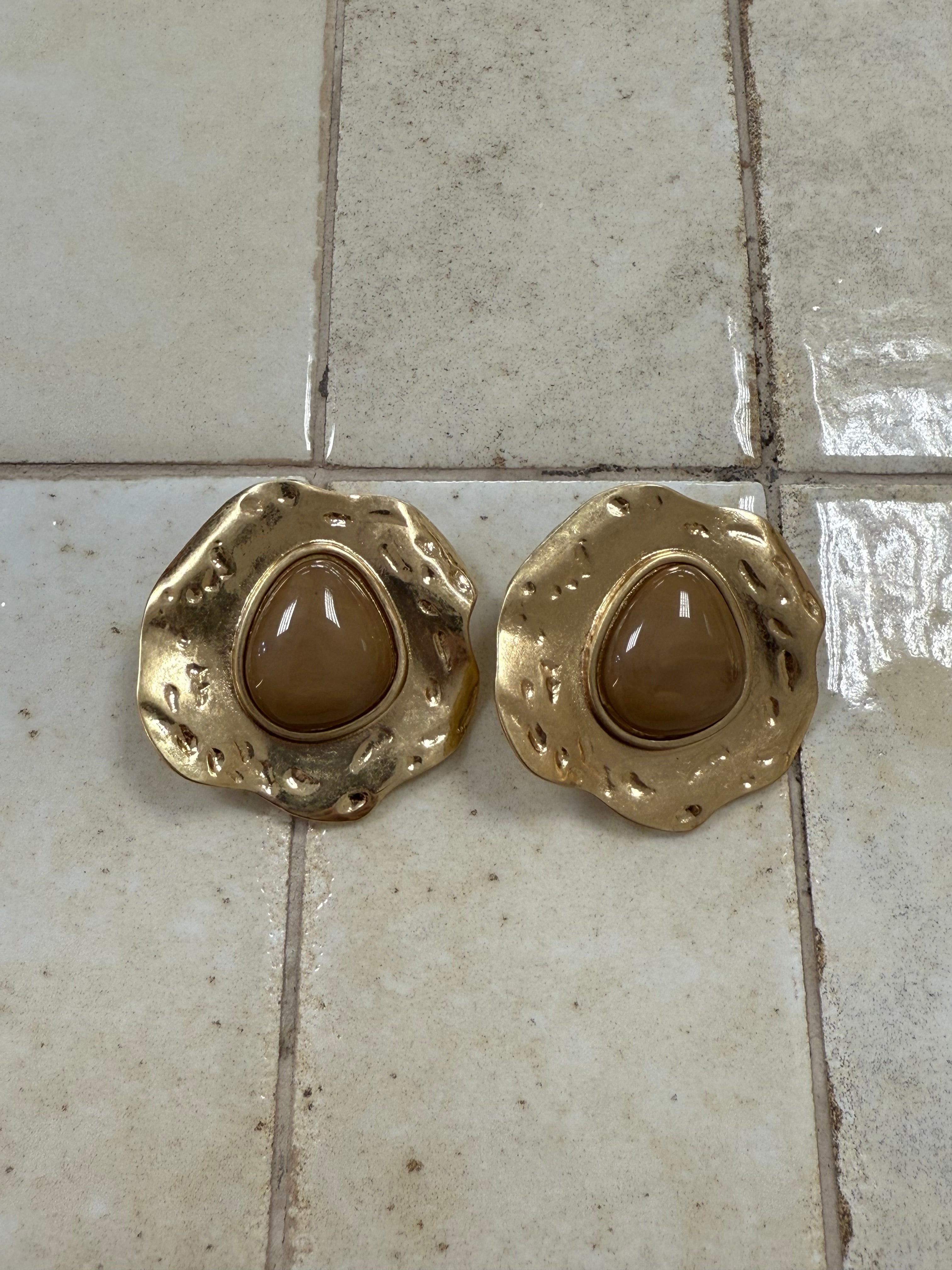 Amara Statement Earrings - Khaki-2