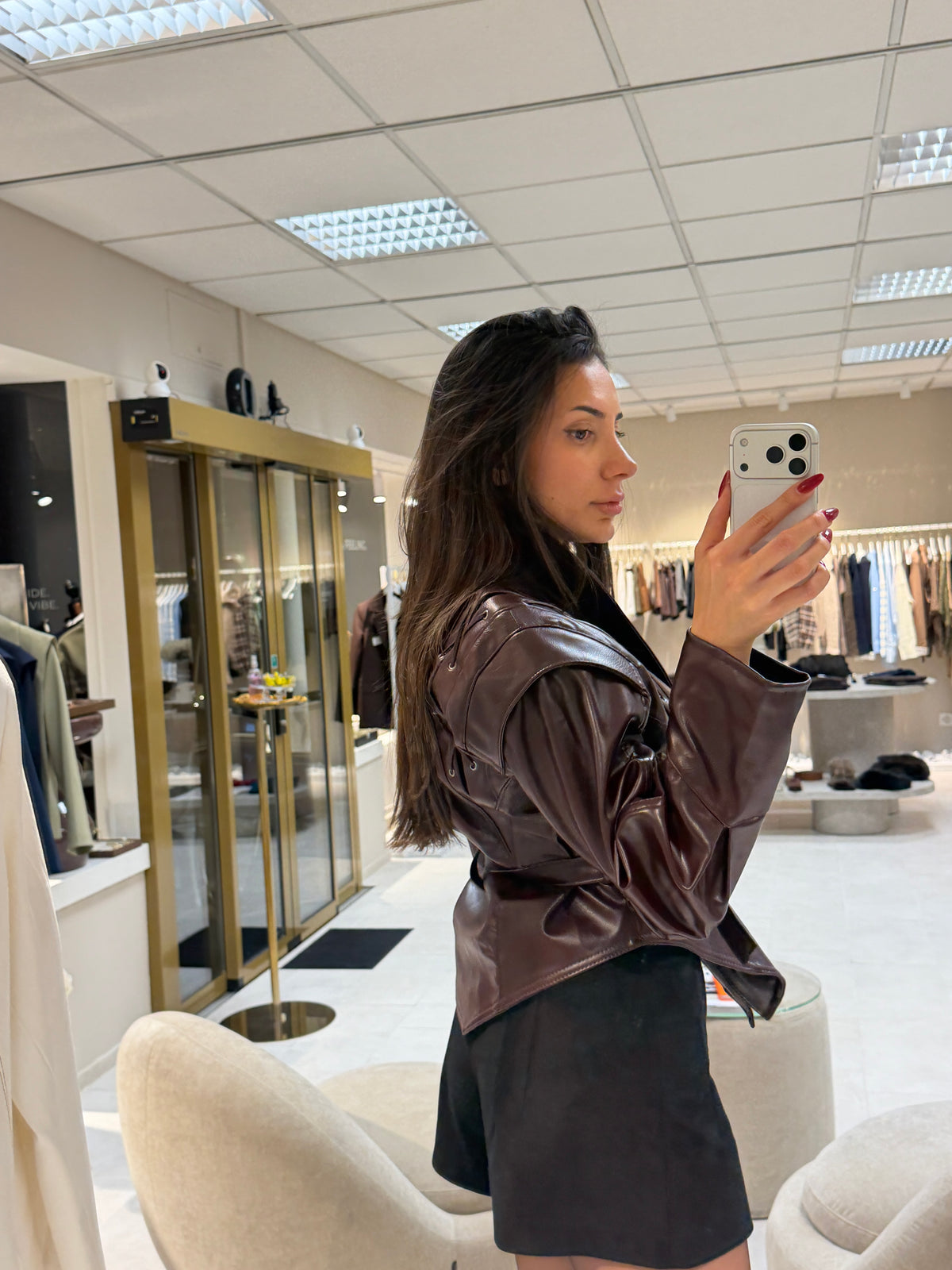 Florence Leather Jacket – Burgundy-2