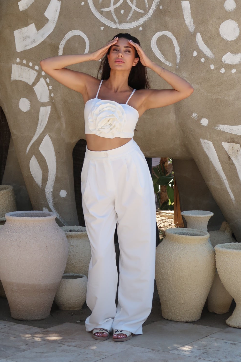 La Jolie Set Weiss - Top mit Palazzo