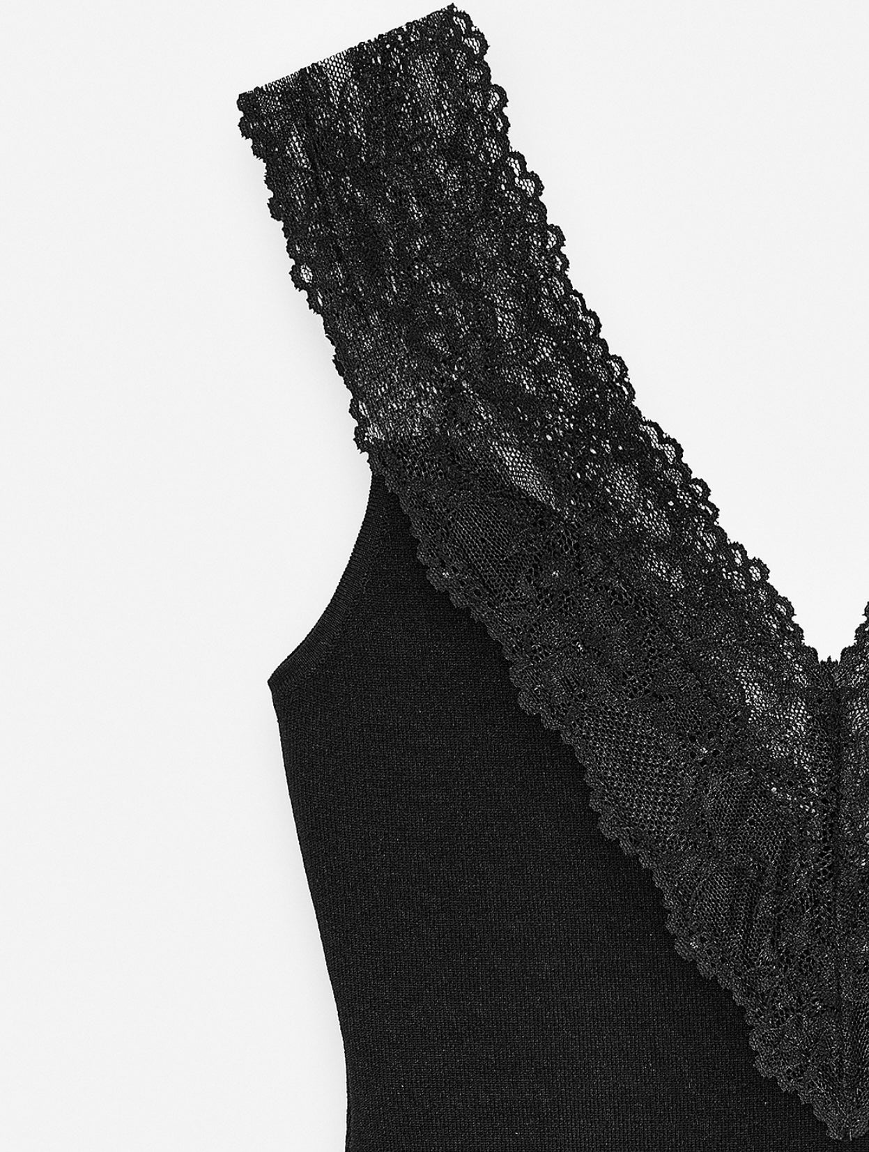 Lace Detail Tank Top -  Black-5