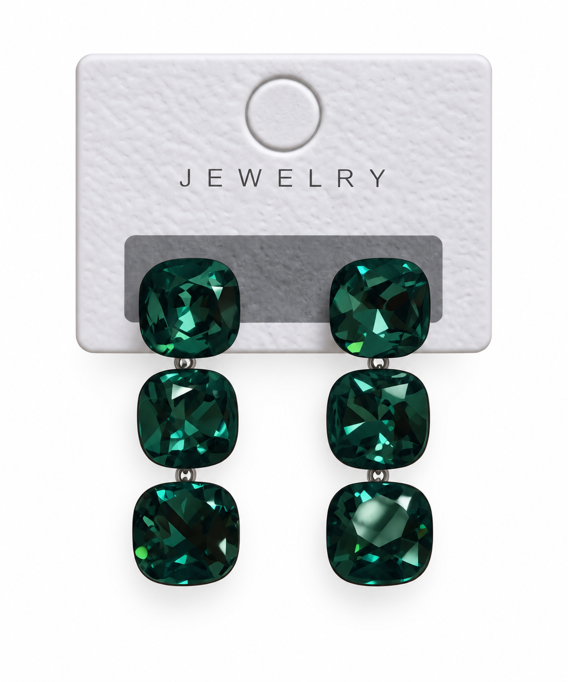 Triple Cushion-Cut Earring - Emerald-1