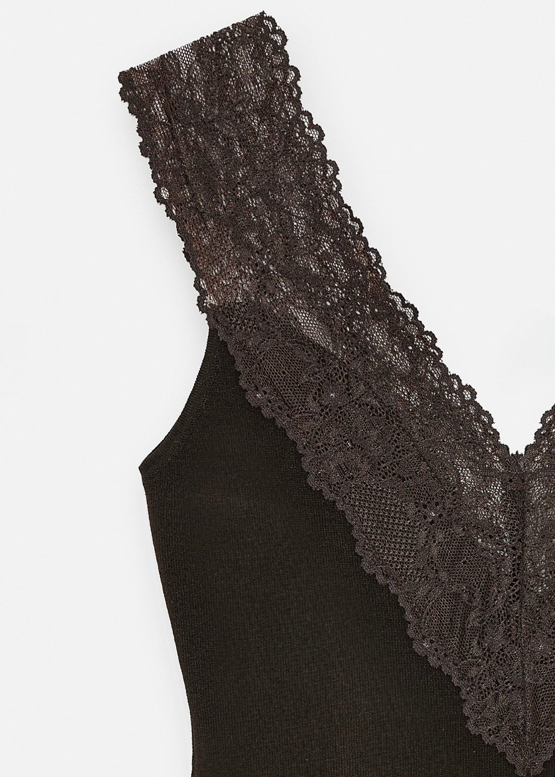 Lace Detail Tank Top -  Brown-6