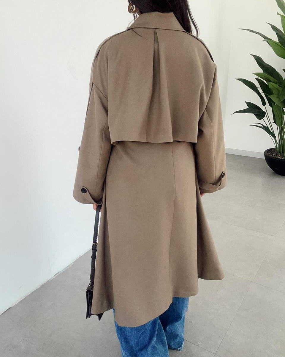 Farah Long Trench Coat – Brown-2