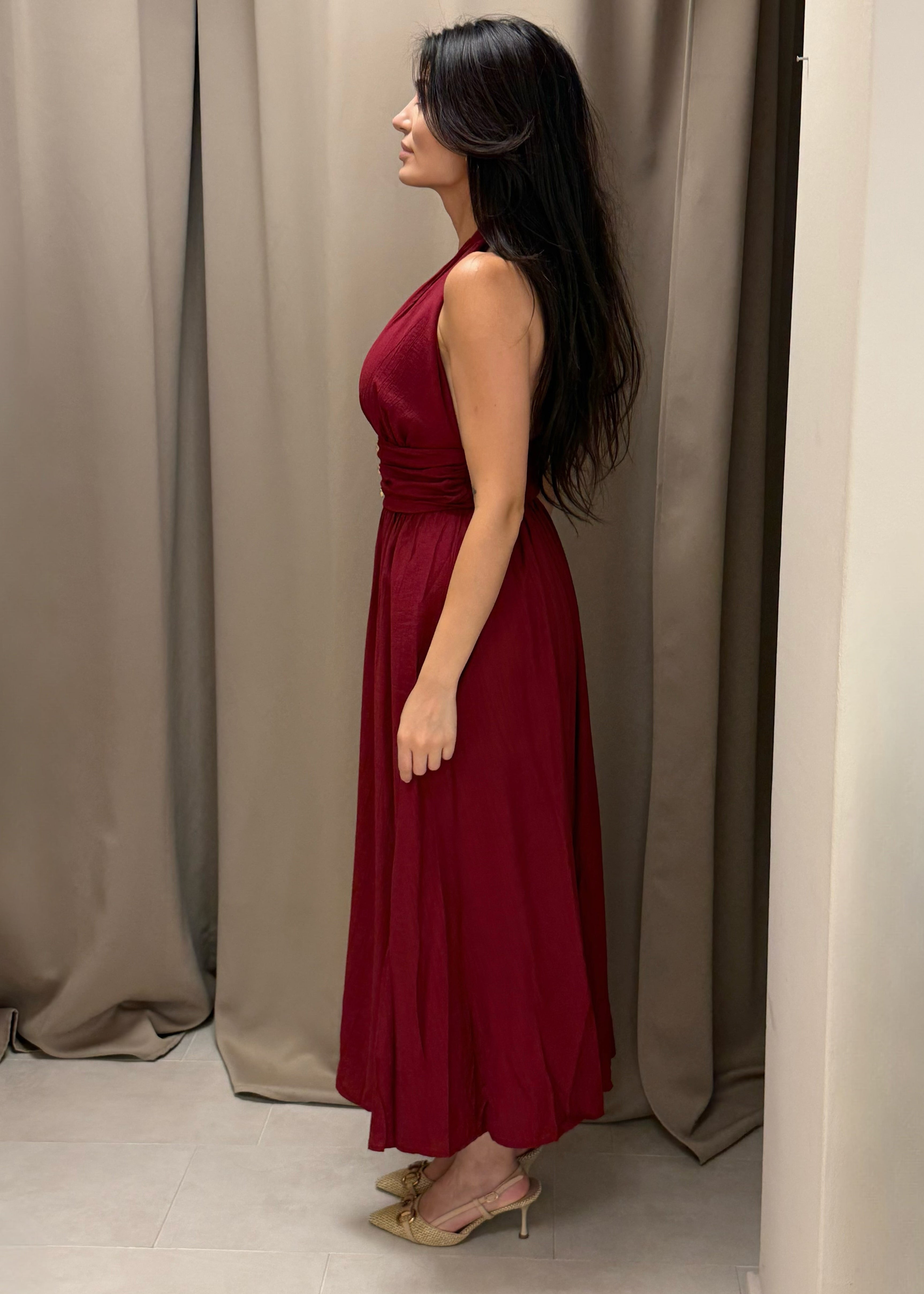 Rosé Allure Wine Red Long Dress-4