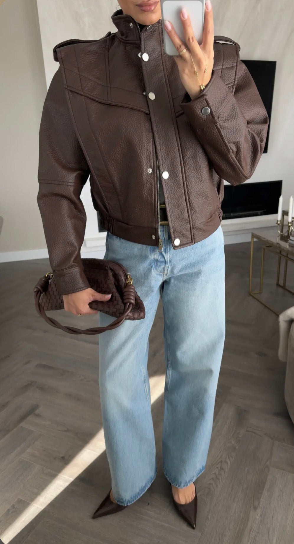 Candice Leather Jacket - Brown