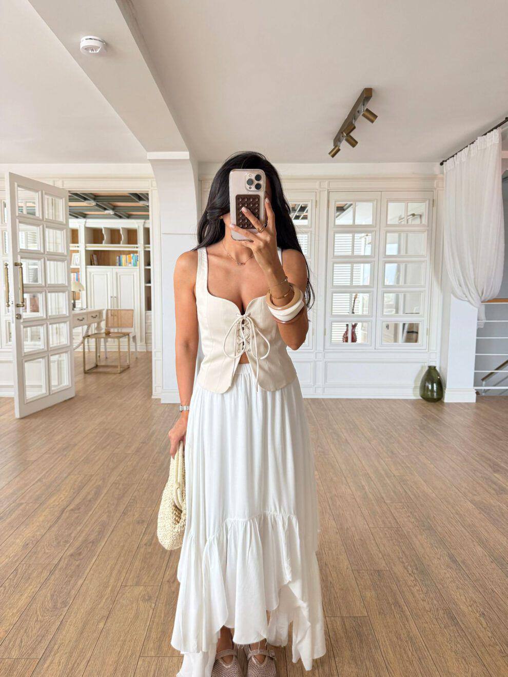 Merveille Lace-Up Corset  Beige