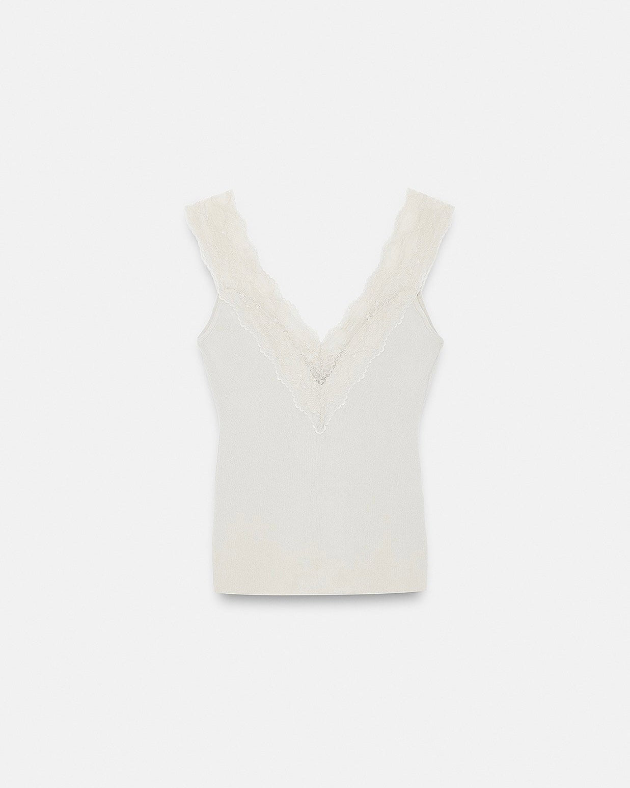 Lace Detail Tank Top - Stone-3