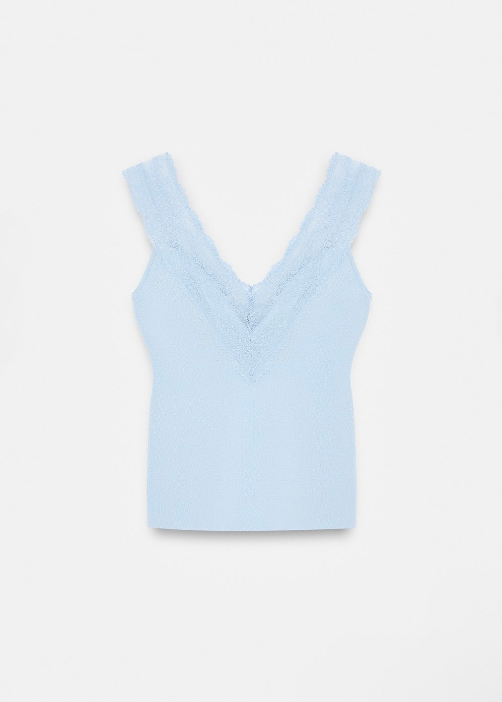 Lace Detail Tank Top - Baby Blue-4