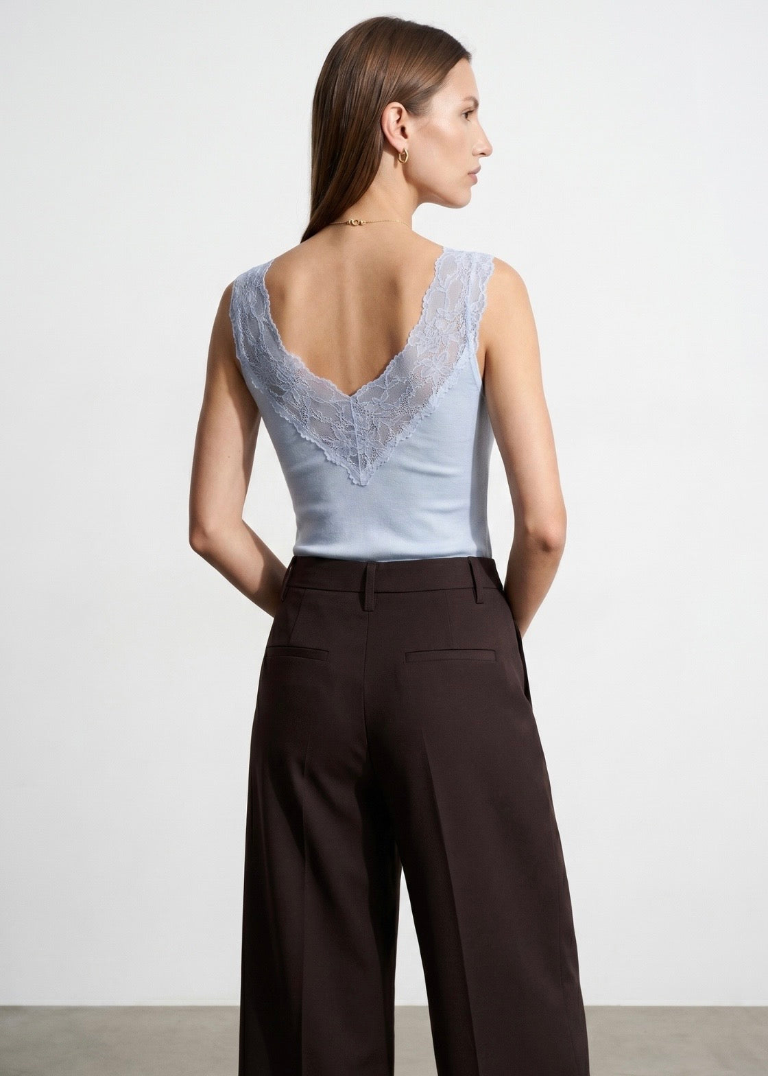 Lace Detail Tank Top - Baby Blue-5