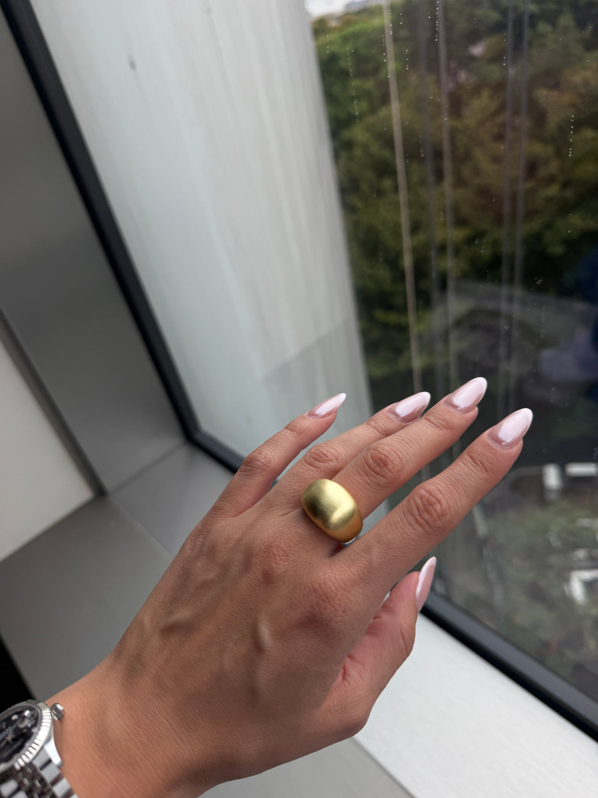 Matte Gold Dome Statement Ring-1