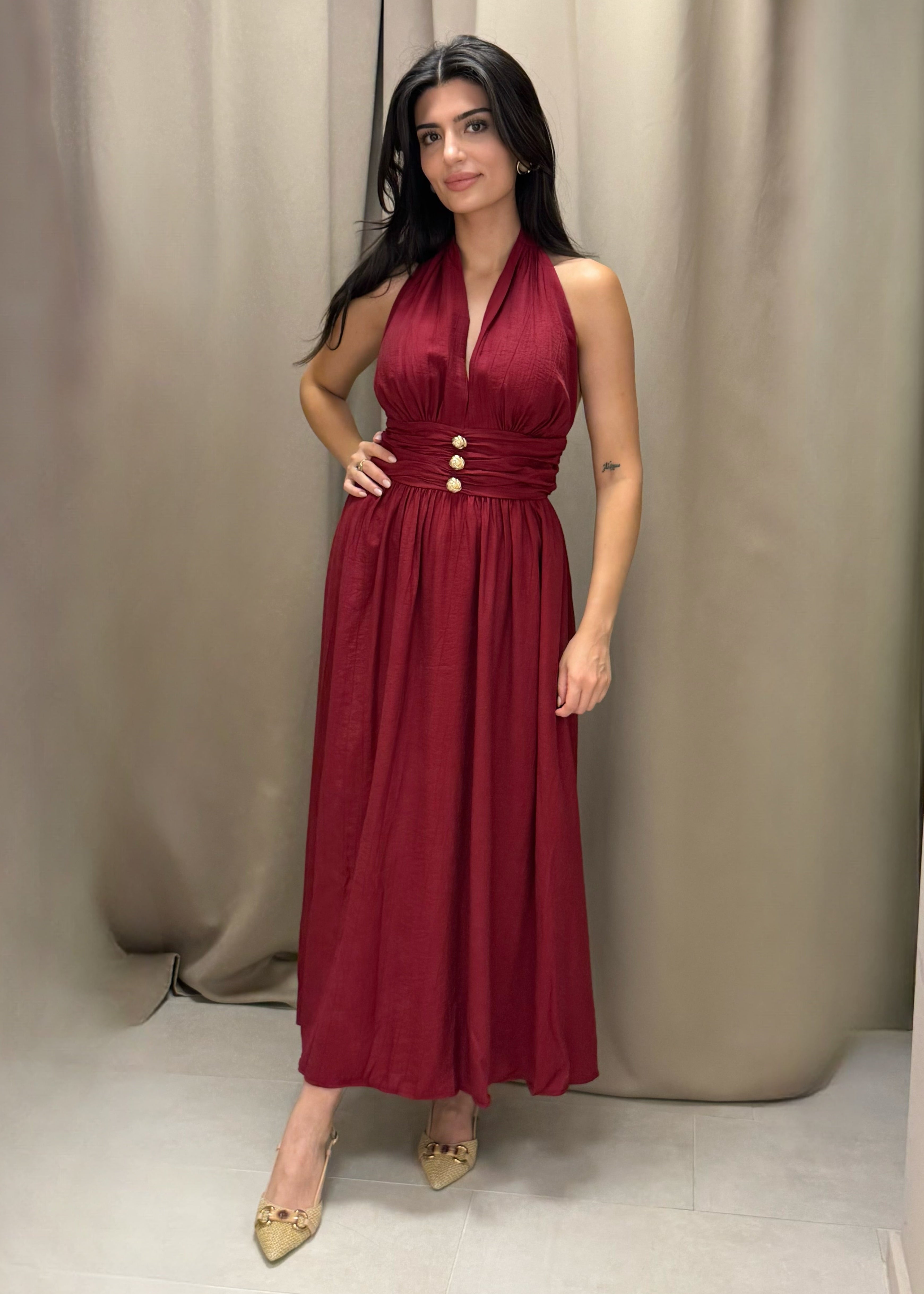 Rosé Allure Wine Red Long Dress-2