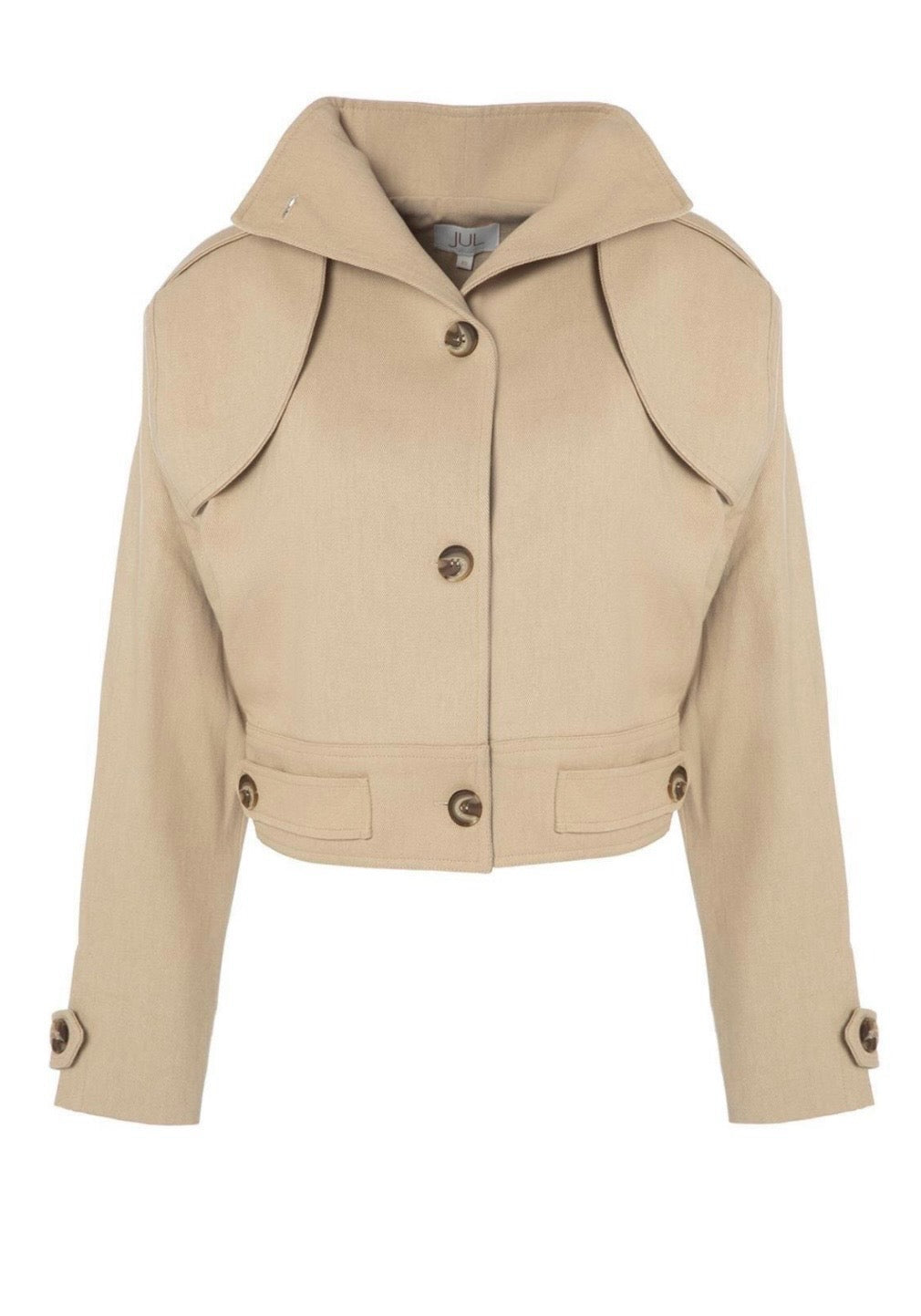 JL Bomberjacke mit Knöpfen – Beige