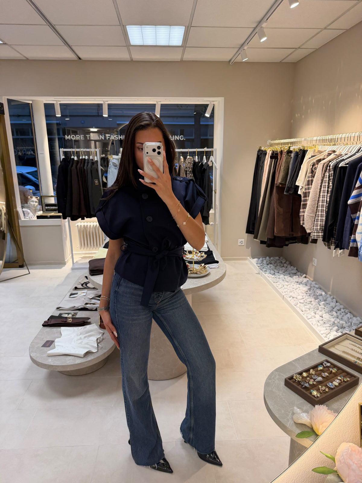 Sienna Short-Sleeve Trench Jacket – Navy-2